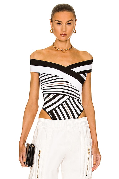 Striped Boat Neck Bodysuit