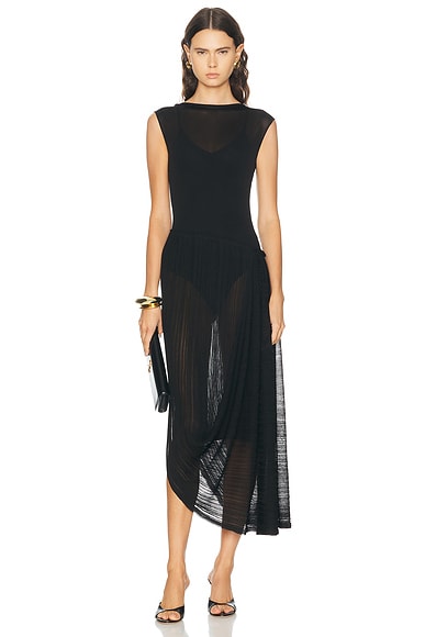Flechage Viscose Draped Maxi Dress