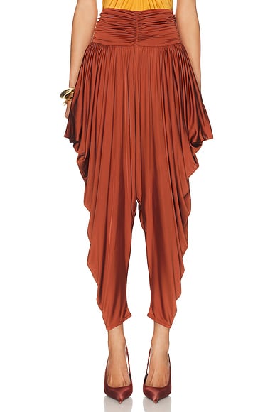 Pleated Fluid Jersey Shiny Pant