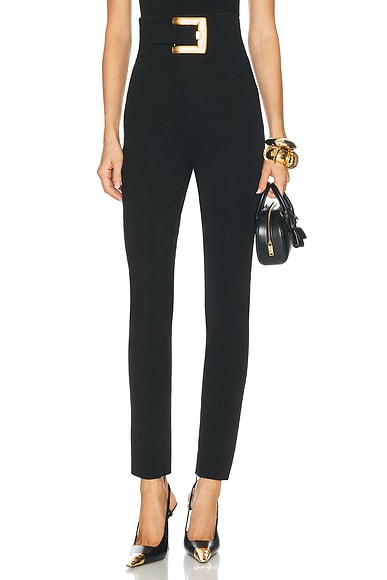 High Waist Belted Compact Jersey Pants