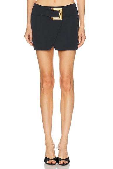 Belted Grain De Poudre Mini Skirt