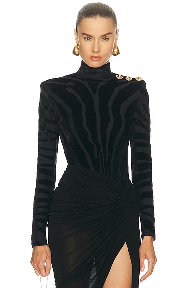 Buttoned Bouclette Zebra Top
