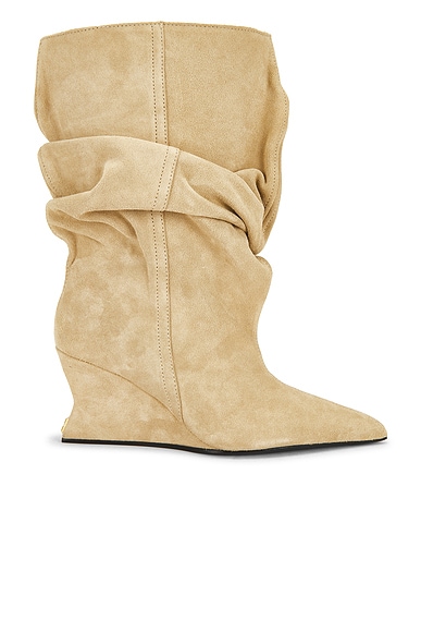 BALMAIN Ankle Wedge Boot in Beige