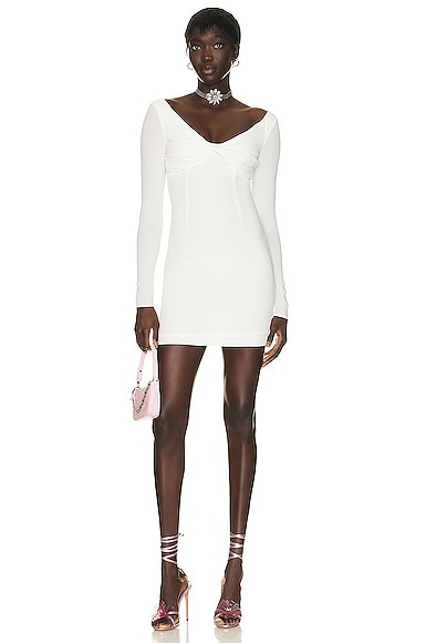 Blumarine Back Cut Out Mini Dress in White
