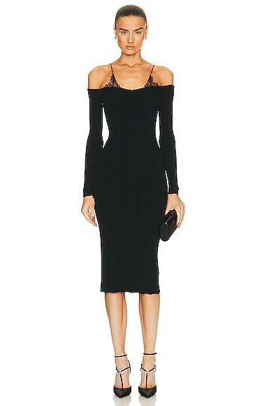 Off the Shoulder Knit Midi Dress