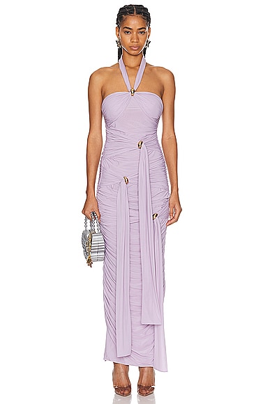 Blumarine Halter Neck Maxi Dress in Lavender