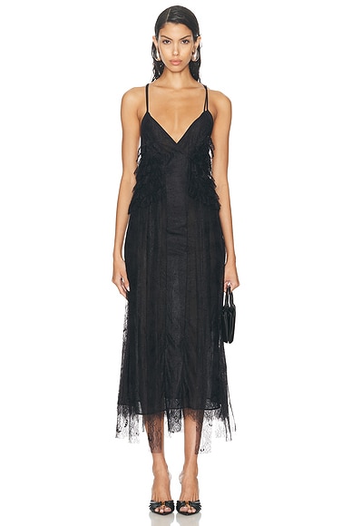 Blumarine Lace Midi Dress in Black