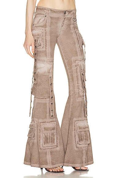 Blumarine Embellished Low-rise Flared Jeans In Brown