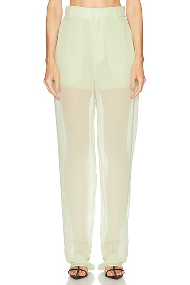 Blumarine Sheer Straight Leg Trouser in Nile Green