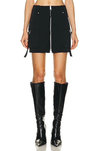 Blumarine Front Zip Mini Skirt in Nero