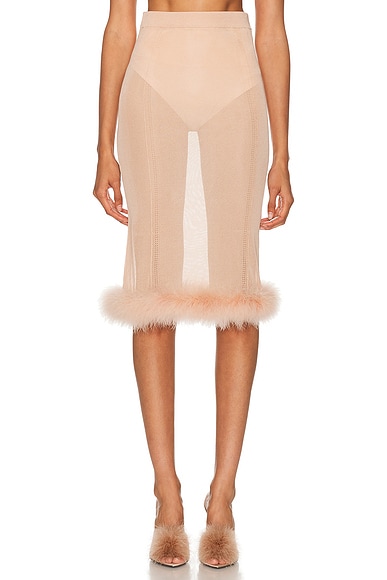 Blumarine Sheer Midi Skirt in Eyeshadow Pink