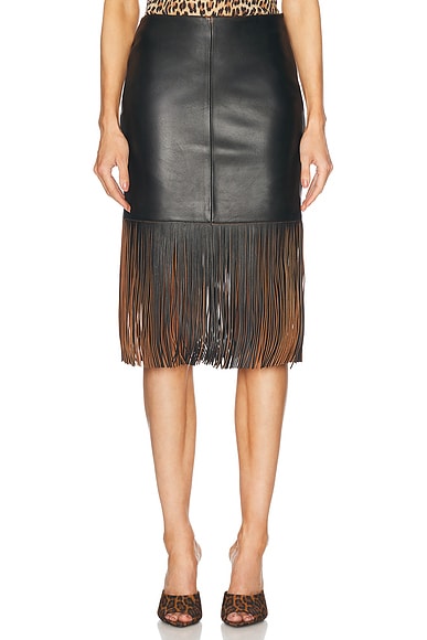 Fringe Leather Skirt