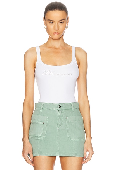 Blumarine Ribbed Tank Top in Optical White