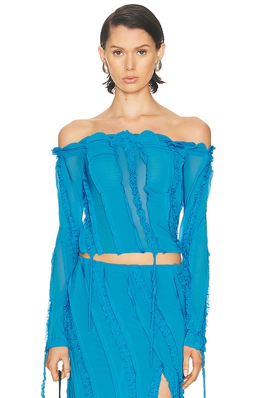 Blumarine Long Sleeve Top in Brilliant Blue