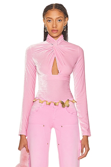 Blumarine Velvet Bodysuit in Pink