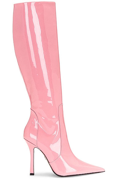 Blumarine Patent Leather Knee-high Boots In Bubblegum