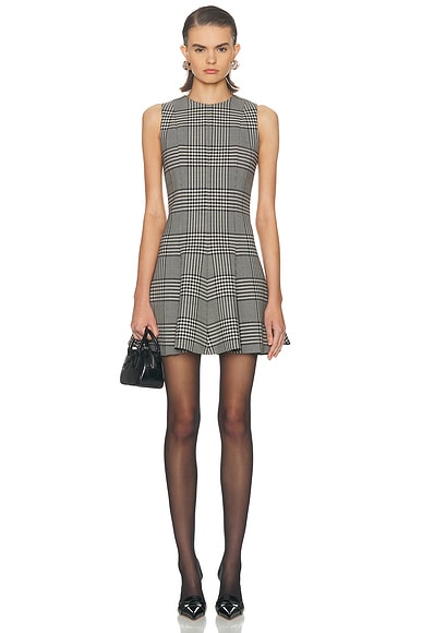 Brandon Maxwell Sophie Mini Dress in Prince Of Wales Plaid