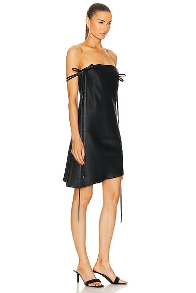 Shop Brandon Maxwell Off The Shoulder Ties Mini Dress In Black