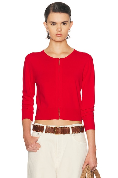 Brandon Maxwell Ellery Shrunken Cardigan in Red