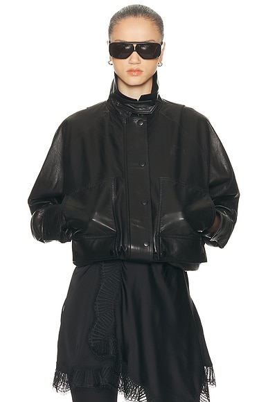 Brandon Maxwell Harper Balloon Jacket in Black