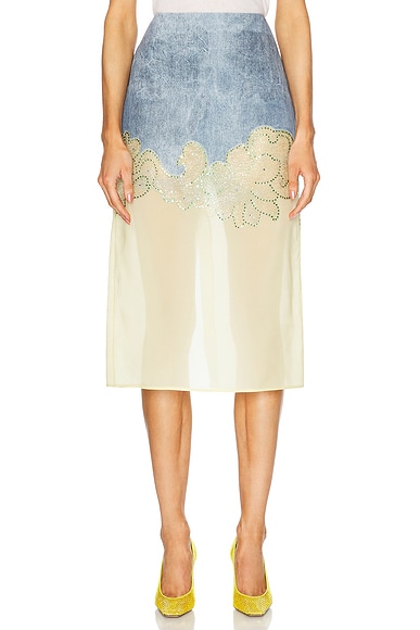 Brandon Maxwell The Jolie Skirt in Denim & Yellow