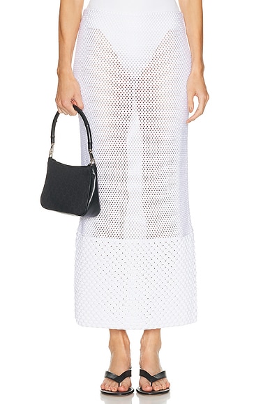 Brandon Maxwell Iris Knit Skirt in Optic White
