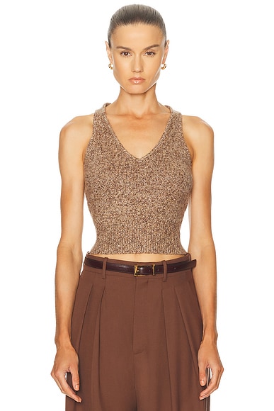Brandon Maxwell Reese Tank Top in Marled Brown
