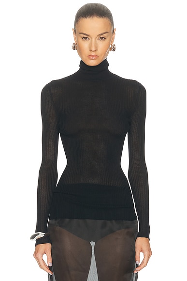 Ribbed Turtleneck Top