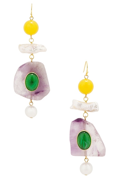 ben-amun Dangle Earrings in Gold & Semi Precious Stone
