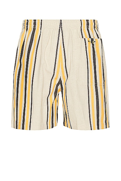 Shop Bode Namesake Stripe Shorts In Ecru Multi
