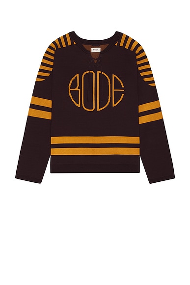 BODE Rink Sweater in Brown & Yellow