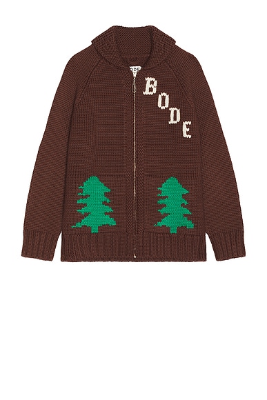 BODE Fir Shawl Collar Cardigan in Brown