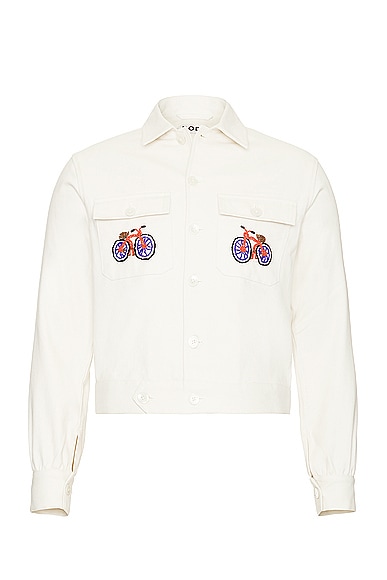 Bode Bicycle Beaded-details Shirt Jacket In Neutrals