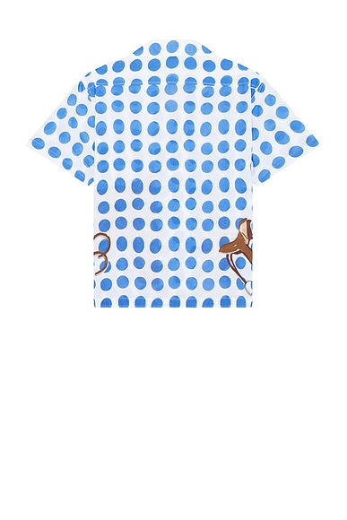 Bode Jockey Dot Printed Cotton Shirt In Blue Multi