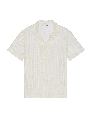 BODE Meandering Lace Short Sleeve Shirt in Natural