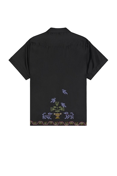 Shop Bode Garden Sampler Short Sleeve Shirt In Black Multi