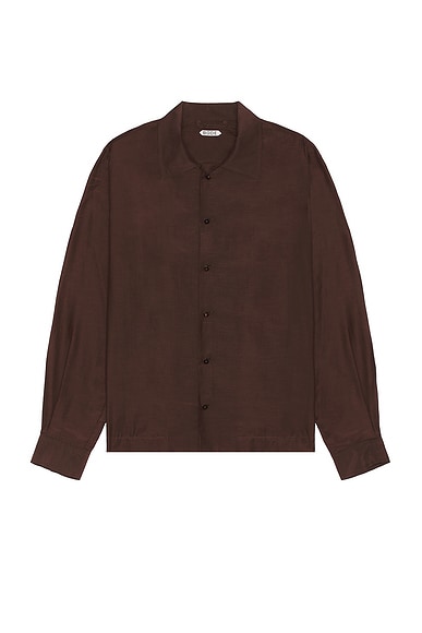 BODE Heartwood Long Sleeve Shirt in Brown