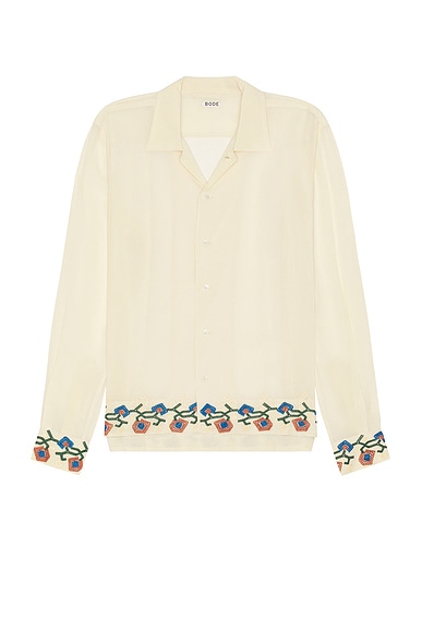 BODE Flowering Liana Longsleeve Shirt in Cream Multi
