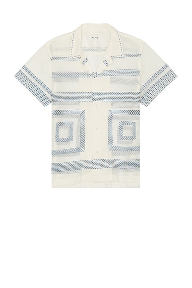 BODE Tile Stitch Short Sleeve Shirt in Multi | FWRD