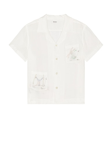 BODE Skiers Short Sleeve Shirt in White