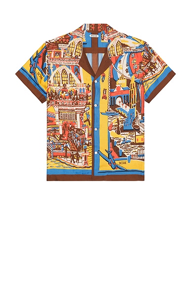 BODE Manhattan Island Short Sleeve Shirt in Multi