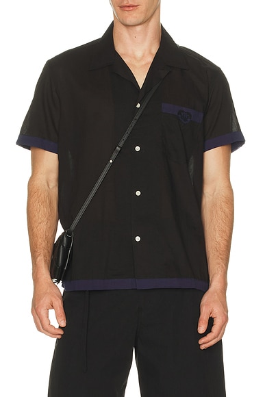 BODE Heart Deco Short Sleeve Shirt in Navy & Black