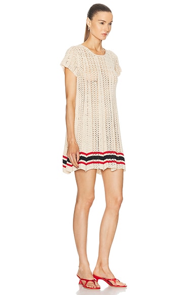 Shop Bode Duxbury Crochet Dress In Cream