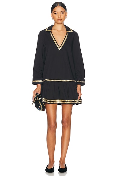 Zimmermann Tali Tiered Swirl Short Dress in Black FWRD