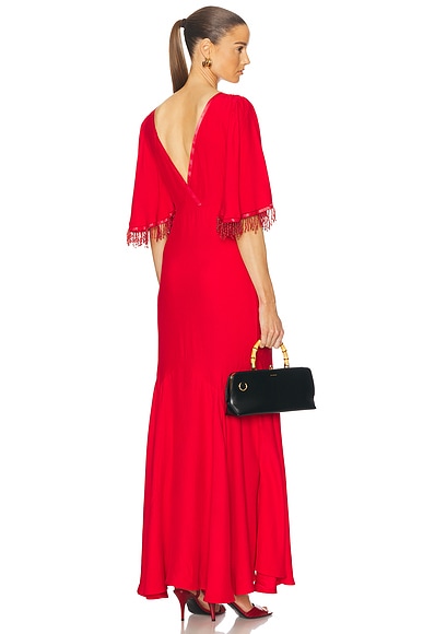 BODE Beaded Claret Gown in Red