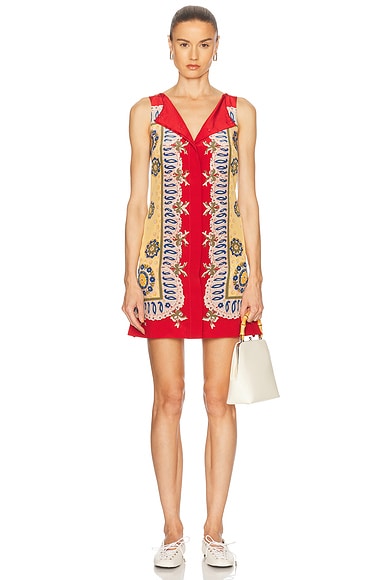 BODE Bricolage Dress in Red Multi