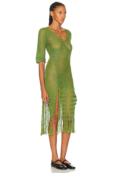Shop Bode Flint Dress In Apple Green