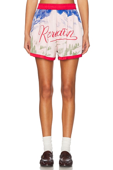 BODE Postcard Gym Short in Pink Multi