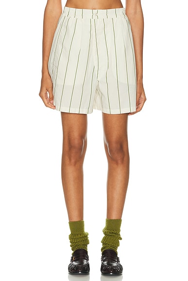 BODE Celery Stripe Boxer Short in Green & Cream