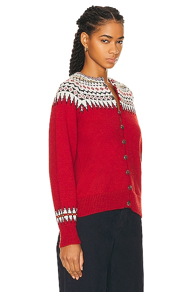 Shop Bode Oslo Cardigan In Red